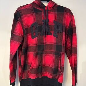 GAP Men's Red Plaid Hoodie
